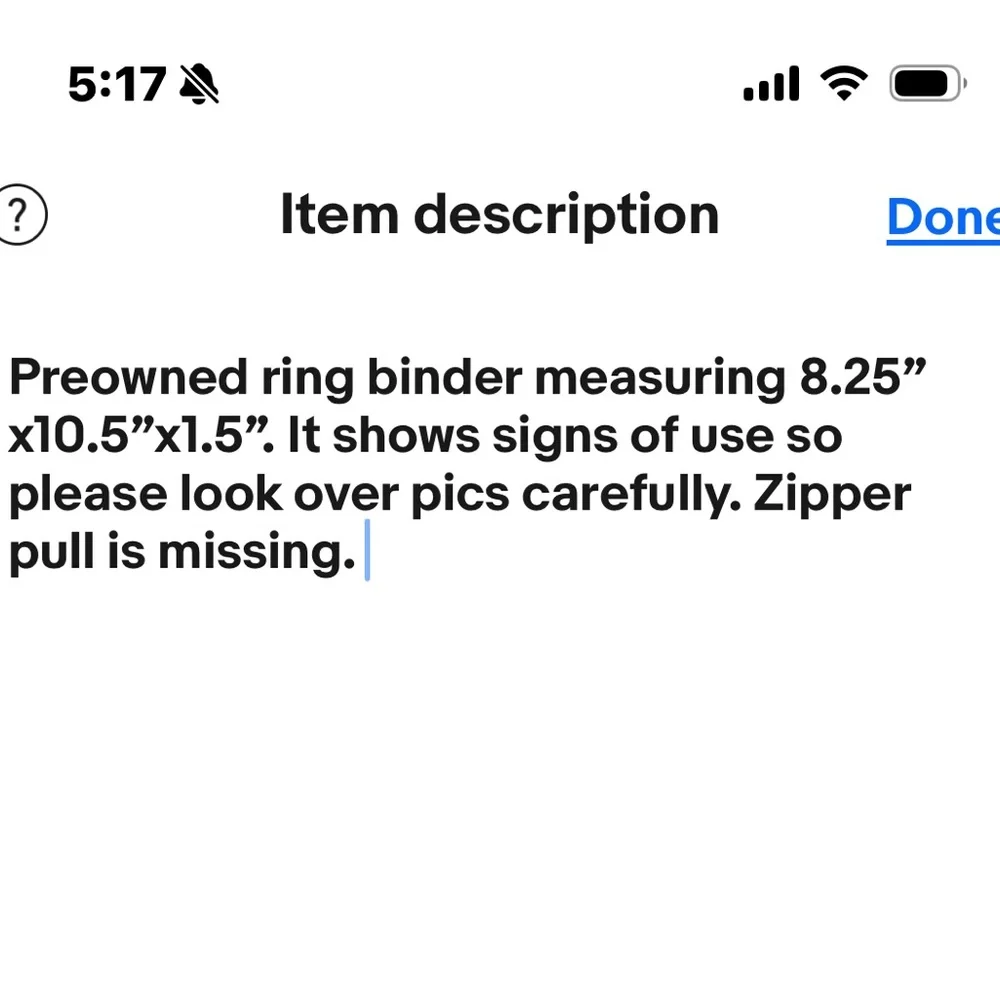 Day-Timer Cover Black Zipper Closure Planner Calendar Organizer 7 Rings 8 x 10.5